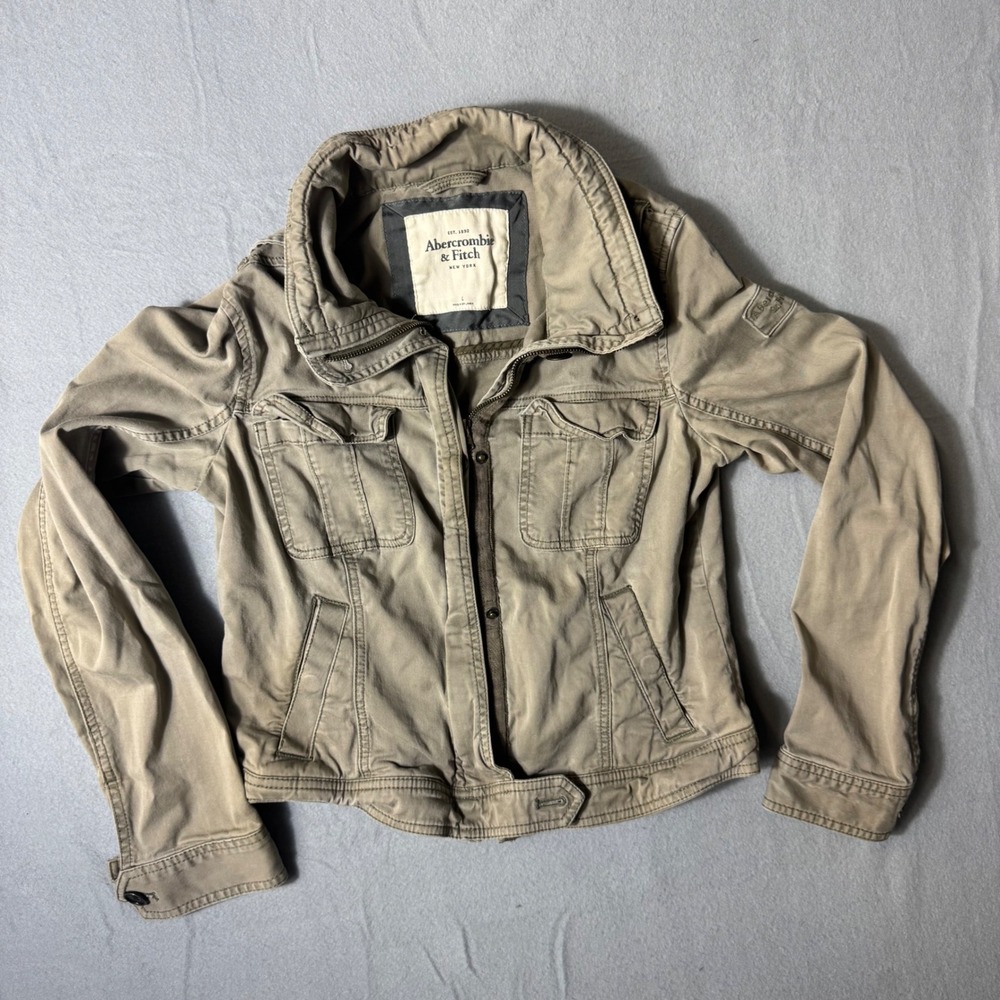 Abercrombie & Fitch Utility Field Men Jacket L Tan Excellent Military MB-474